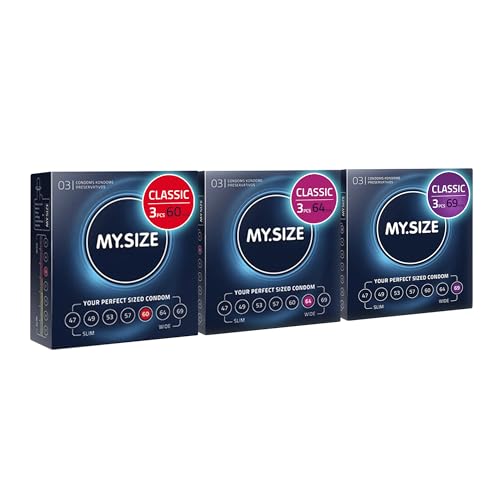Ensemble de préservatifs MY.SIZE tailles 5, 6, 7-60, 64, 69 mm, 3x3 pièces - la bonne taille pour tout le monde