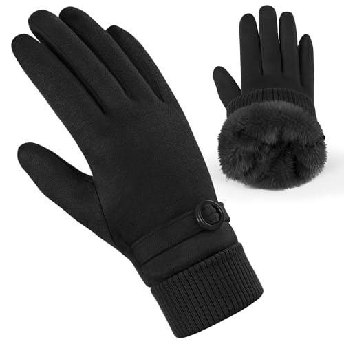 Image of Cold Weather Womens Gloves, Winter Gloves for Women Thermal Warm Fleece Lined, Touchscreen Gloves for Christmas Gifts