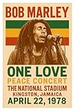 Bob Marley Poster, One Love, Peace Concert, April 22nd, 1978, the National Stadium, Kingston, Jamaica, Reggae, Art Print