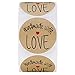 Hybsk 500pcs 1.5 Inch Kraft Handmade with Love Stickers with Red Heart for Small Business Baked Packaging (Type 1)
