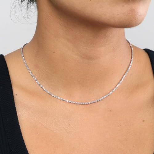 Nuragold 14K Real White Gold Rope Diamond Cut Chain Necklace 14"-30" (1.5mm-5mm) Italian Jewelry for Men & Women2