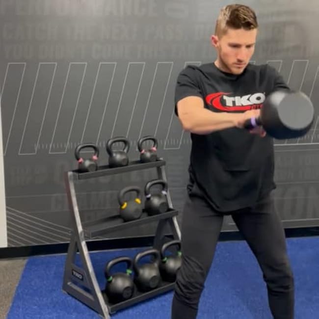 Technical Knock Out 3-Tier Kettlebell Rack | Perfect for Any Home Gym | Black Kettle Bell Weight Stand | Keep Your Workout Area Clean & Safe