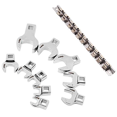 Trepot 10Piece 3 8 Inch Drive Crowfoot Wrench Tool Set,SAE Sizes from 3 8, 7 16, 1 2, 9 16, 5 8, 11 16, 3 4, 13 16, 7 8, 1 inch , Fully Polished,Chrome Vanadium Steel…