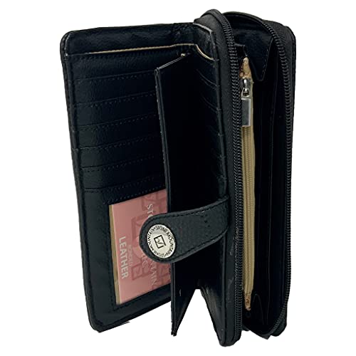 Women's Leather Ludlow Clutch Wallet with Checkbook Cover Black4