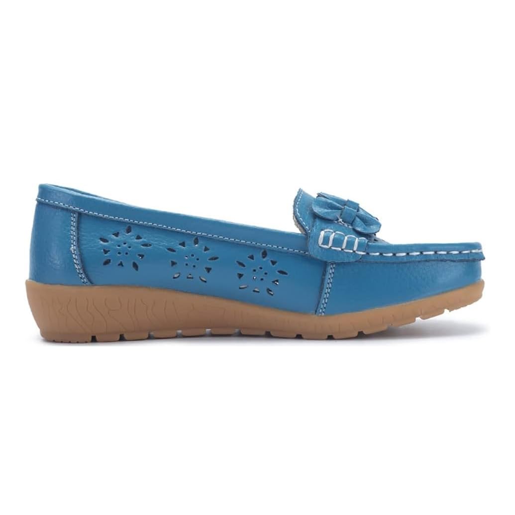 Mocassini Estivi Casual Traspiranti in Pelle Antiscivolo per Donna, Scarpe Comode da Lavoro per Infermiere Non Affaticanti Piatte per Infermieri, Medici, Ospedali, Ristoranti