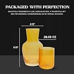 Bruno Magli Bubble Amber Carafe 2-Pc Ensemble de tumbler en verre de boisson double comme un pot d'eau de l'étang avec la coupe correspondante pour bureau, table de nuit, maison, & Chambre d'invitée D cor-de-Cadeaux 28-Oz