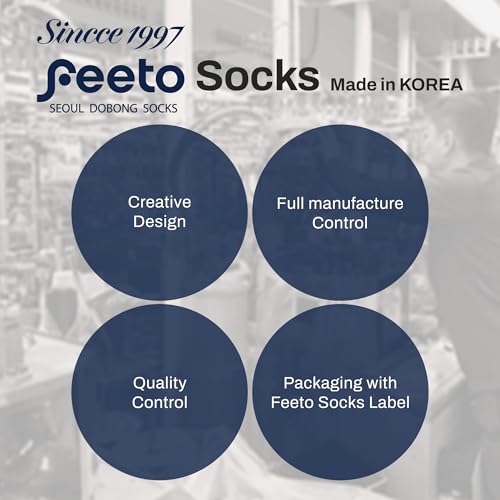 Image of Feeto Women's Roll Top Socks - Fashionable Cotton Crew Socks, Multi-Colors Mix, Made in Korea - 6 Pairs