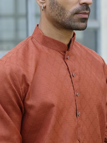 Image of KRAFT INDIA Men's Cotton Kurta Pyjama Set | Woven Design Traditional Ethnic Wear | Festive, Wedding & Casual Outfit | Comfortable & Breathable Fabric