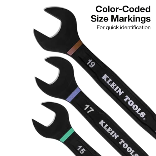 Image of Klein Tools 69408MG Ratcheting Combination Wrench Set, Metric, 8-Piece, 8 to 19 mm, Steel Alloy, Foam Pouch, 90-Tooth