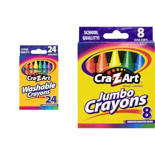 Cra-Z-Art Washable Crayons, 24 Count & Jumbo Crayons, 8 Count