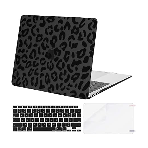 MOSISO Compatible with MacBook Air 13 inch Case 2022 2021 2020 2019 2018 Release A2337 M1 A2179 A1932 Retina Display, Plastic Leopard Grain Hard Shell Case&Keyboard Cover&Screen Protector, Black