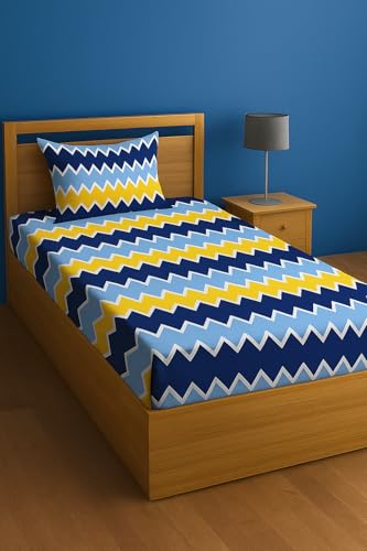 Image of DECORUM Glace Cotton Single Bedsheet with 1 Pillow Cover | Soft, Durable, Lightweight & Skin-Friendly Fabric| Suitable for Single /Diwan Bed Size