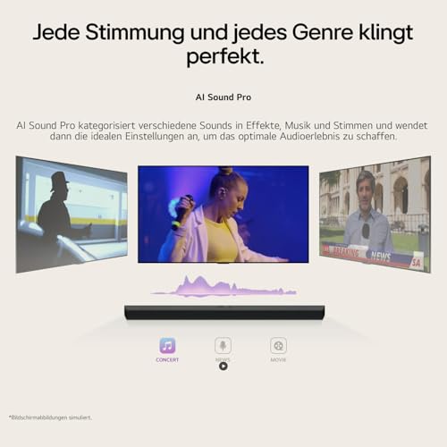 LG DS40T 2.1 Soundbar (300W) mit kabellosem Subwoofer (ARC, HDMI, Optisch, Bluetooth) [2024], Schwarz