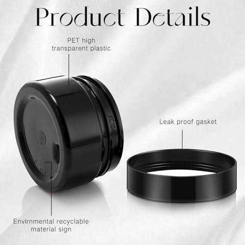 Image of Patelai 4 Pcs Plastic Jars Wide Mouth with Lids,1 Ounce,Pure Black | Travel Size for Creams Oils, Clear Round Storage Cosmetics Containers, Leak Proof Screw on Lids for Makeup Beauty DIY