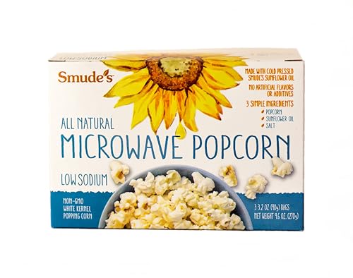 Smude's Brand All Natural Microwave Popcorn – Low Sodium | 3 Simple...