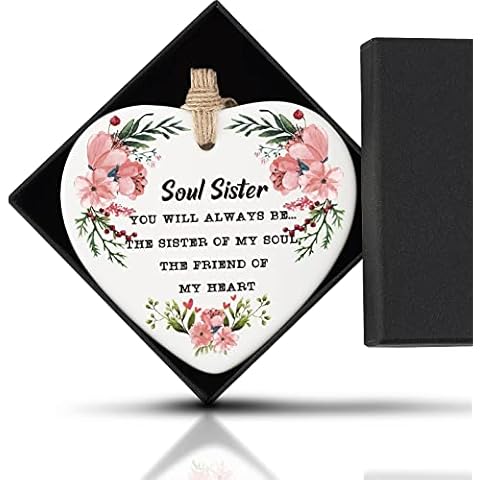 Renaissancey Sisters Gift from Sister, Ornament Keepsake Sign Heart Plaque Appreciation Gift for Sister, Birthday Christmas Graduation Friendship Gifts for Sister, Best Sister Gifts Cover