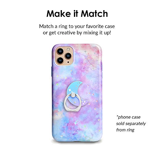 Image of Velvet Caviar Cell Phone Ring Holder - Finger Ring & Stand - Improves Phone Grip Compatible with iPhone, Galaxy and Most Cases (Except Silicone /Leather) - Moon