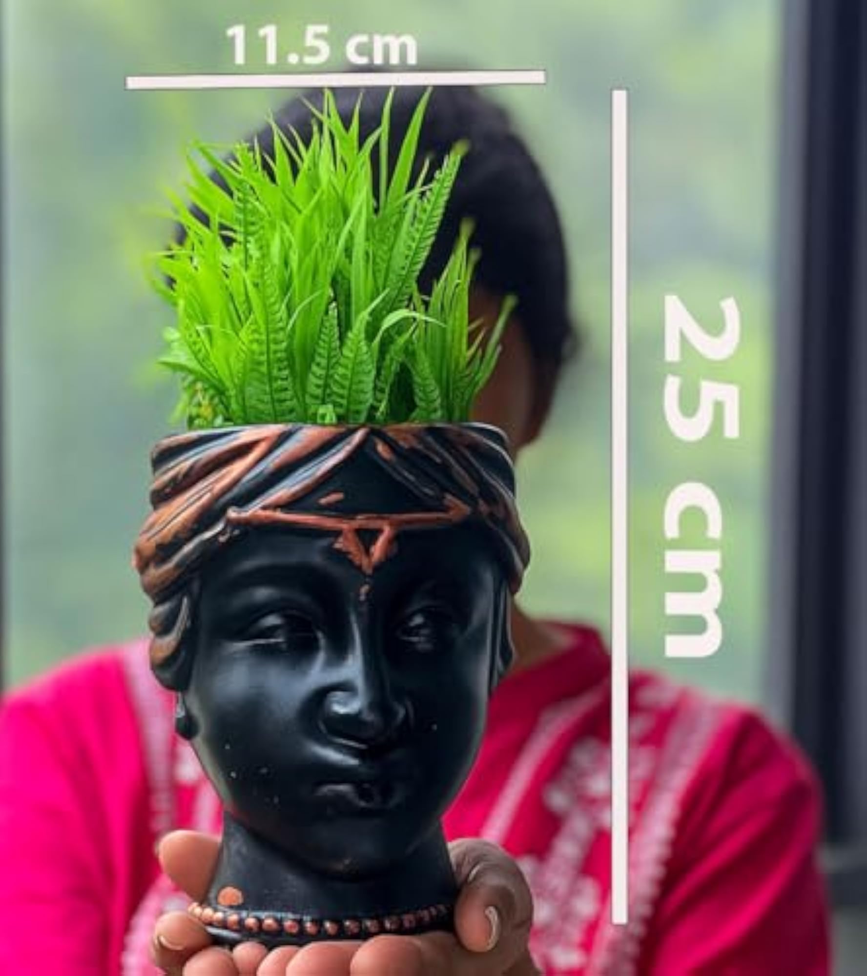 Artificial Plant with Black Queen Faces Pot for Home Decoration