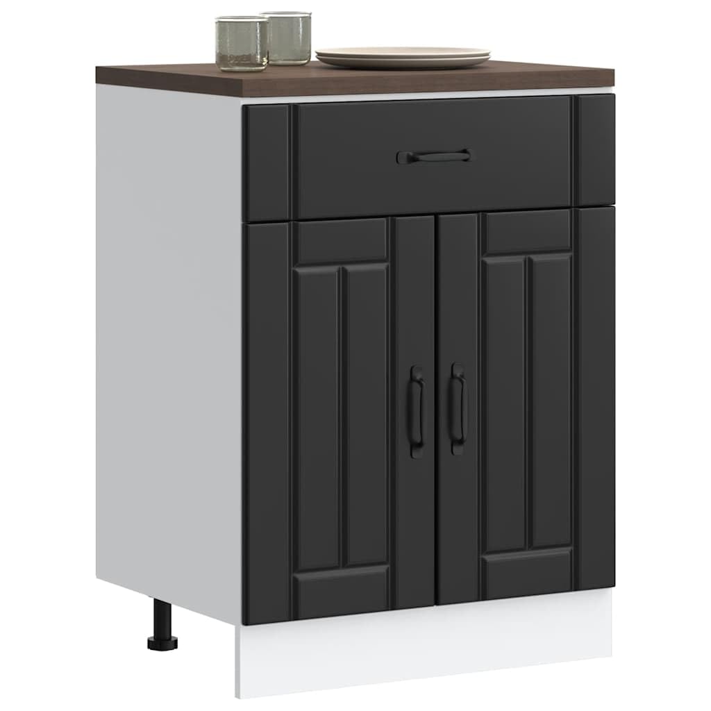 VidaXL Base da Cucina Lucca Nero in Legno Multistrato, Mobile Base con Cassettino, Lavello