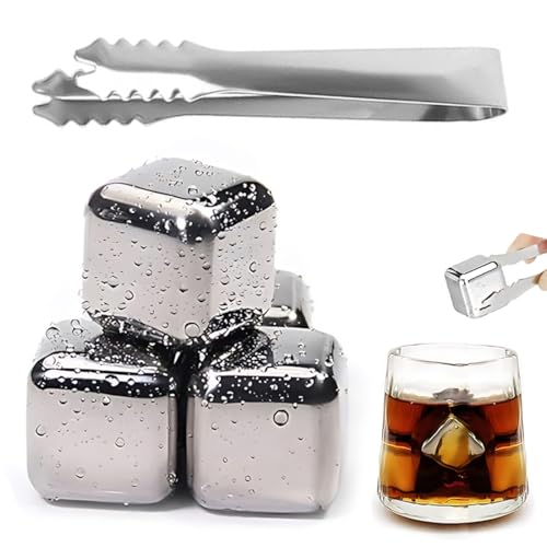 Whisky Steine Set, 4 Whiskey Steine & Zange, Geschenke für Männergeschenke,Geburtstagsgeschenk Mann,Whisky Zubehör - Eiswürfel Wiederverwendbar