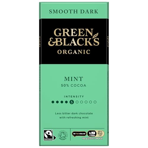 Green & Black's Organic Smooth Mint Chocolate Bar, 50% Cocoa, 90g (Pack of 1)