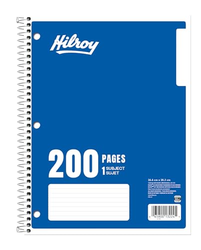 Hilroy 1-Subject Coil Notebook, 8" x 10.5" Sheet Size, Wide Ruled, 3-Hole Punched, 200 Pages/100 Sheets, 1 Notebook, Assorted Colour Covers, Colour May Vary (13224) image 4
