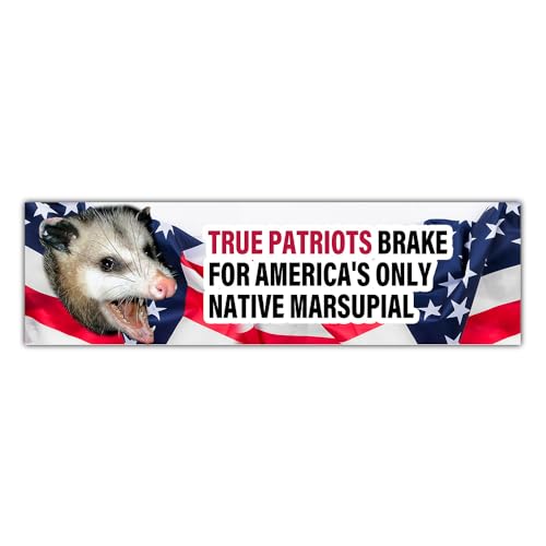 Image of [11.5 inchx3 inch] True Patriots Brake for America's Only Native Marsupial Funny Opossum Possum I Brake for Possums Sticker Bumper Sticker Vinyl Decal for Car Truck Van Wall Laptop Mortocycle