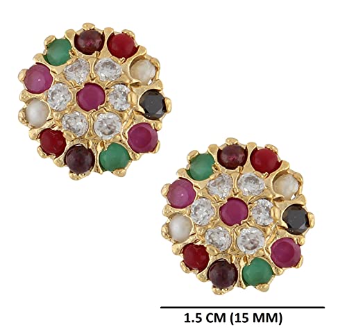 Efulgenz Indian Studs Earrings for Women Indian Jewelry Multicolor CZ Crystal Floral Stud Earring for Women4