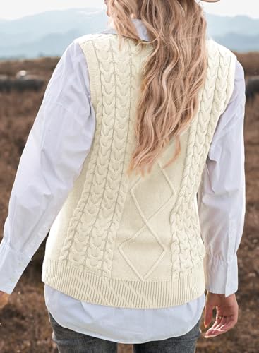 Image of EVALESS Oversized Sweater Vest for Women V Neck Sleeveless Solid Color Loose Pullover Sweater