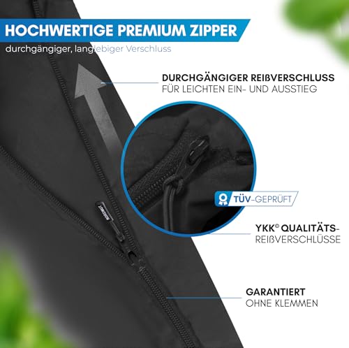 NORDMUT® Hüttenschlafsack Mikrofaser Ultraleicht - Sommerschlafsack Kleines Packmaß & Atmungsaktiv - Schlafsack Dünn & besonders weich inkl. Kissenfach [220 x 90 cm]