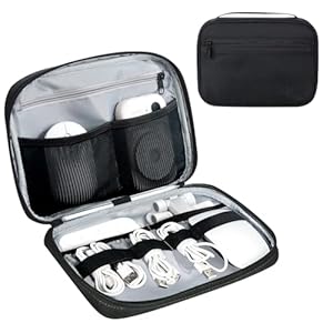 Lcsmaokin Electronics Organizer Bag, Portable Cable Organizer Case Travel Electronic Accessories Storage Case – Travel storage bag for Cables, Chargers, Phone, SD Cards – Black