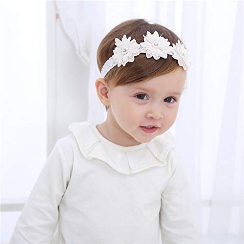 Image of Baby Girls Mary Jane Flats with Bowknot Flowers Princess Wedding Dress Ballet Shoes Non-Slip Toddler First Walkers Newborn Crib Shoes