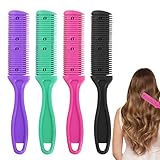 Hair Cutter Comb 4pcs Double Sides Split End Trimmer Razor Comb for Cutting Hair Hair Razor Combs(Green, Purple, Black, Red)