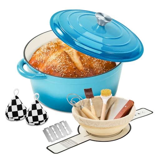 Blingco Enameled Cast Iron Dutch Oven pot 6.5 QT with Lid for Bread Baking