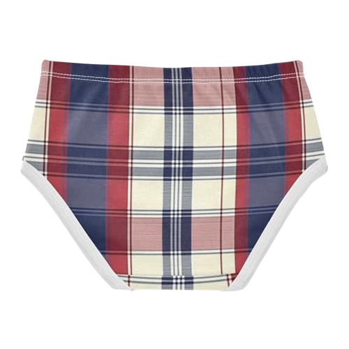 Girls' Hipster Triangle Panties Briefs Underwear for Toddlers Red Blue Plaid in Sizes 2T,3T, 4T, 5T, 6Y and 8Y2