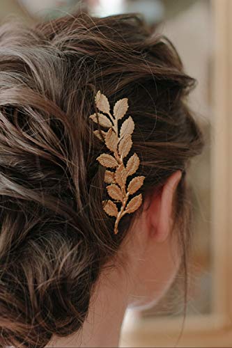 BERYUAN Peine de pelo pequeño con hojas doradas, accesorio para el pelo...