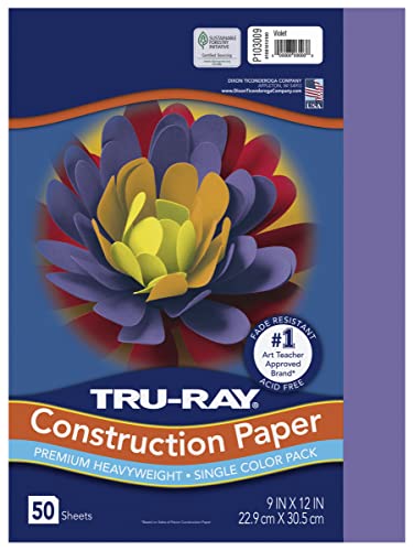 Pacon Tru-Ray Heavyweight Construction Paper Violet 9 x 12 50 Sheets