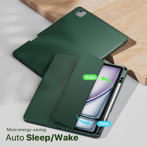 Image of TechTrendz for iPad Air 13 inch Cover M3 /M2 (2025 /2024), iPad Pro 12.9 Inch (6th /5th /4th Gen) Case with Pencil Holder, Smart Cover with Protective Trifold Stand, Auto Wake /Sleep - Green