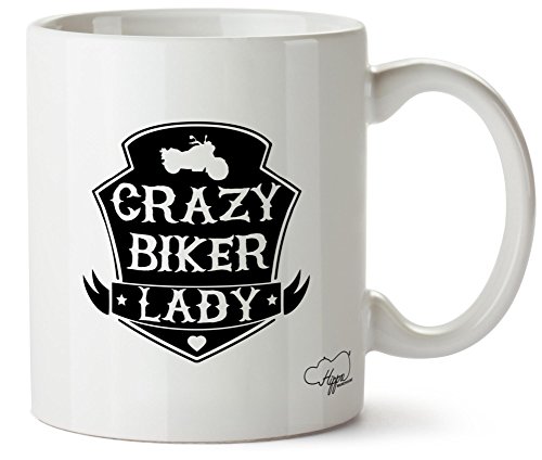 Hippowarehouse Crazy Biker Lady Printed Mug Cup Ceramic 10oz