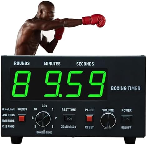 Professional Boxing Interval Timer, LED Digital Gym Timer with Adjustable Buzzer & Stopwatch, 30S-10min Workouts, 0/30/60S Rest, Ideal for Boxing, MMA, Fitness (Blue)