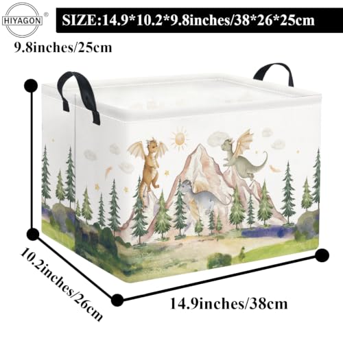 Image of Rectangular Kids Basket Baby Girl Basket Fabric Storage Bin Organizer Box Room Decor(Hill Dinosaur)