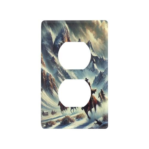Cowboys Snow Light Switch Cover Decorative Receptacle Outlet Wall Plate Guard Plastic Wall Outlet Cover for Home Decor Room Office Bathroom (Duplex Outlets Cover)