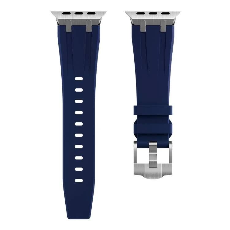 Image of Compatible Apple Ultra Watch Band 49mm 45mm 44mm 42mm Liquid Silicone Design Strap with Stainless Steel Adapter for iWatch SE Series 9 8 7 6 5 4 3 2 and Ultra for Men and Women