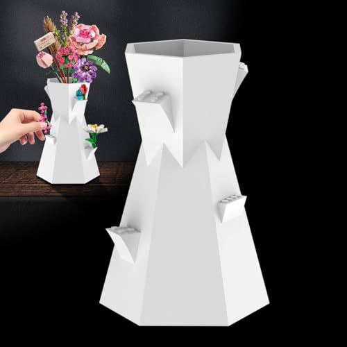 Vase for Lego Flowers, Compatible with Lego Bricks, for Lego Flower Bouquet Building Set, Display Stand for Lego Roses Cherry Blossom Sunflower Tulips Daffodils Lotus - Gift for Lego Flowers Lover