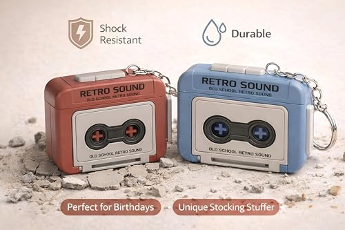 Image of TrollGadgets Retro Sound Voice Recorder Keychain - Mini Cassette Style Voice Message Recorder with Playback, Portable Keychain Audio Recorder Gadget, Fun Retro Recording Device, Pack of 1