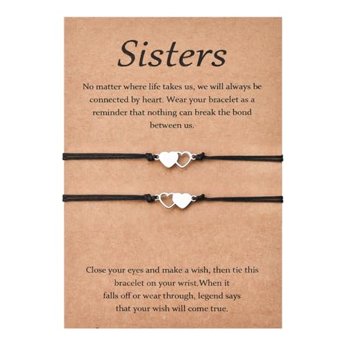 👭 Braccialetto delle Sorelle - Non importa dove la vita ci porti, i nostri cuori sono sempre connessi. Questo è il regalo perfetto per sorelle, fidanzate, ragazze e donne, per ringraziarle di essere sempre presenti e per farle sapere quanto ci tenete. Immaginate quanto saranno sorprese e dolci quando vedranno questo braccialetto e il messaggio speciale da parte vostra.