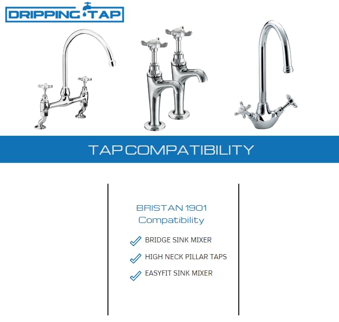 TC205 Mixer Tap Cartridge Replacement Tap Valves for Bristan 1901 Bridge, High Neck and Easy Fit 1/2" 7.6mm x 20 Spline - Image 4
