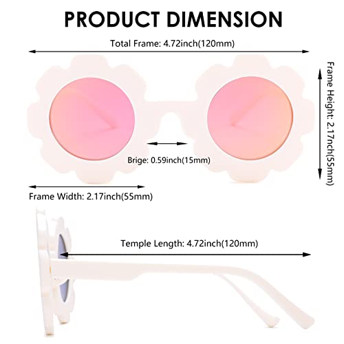 NULOOQ Sunglasses for Kids Girls – Bendable Cute Flower Polarized Round Sunglasses for Toddler Age 2-82