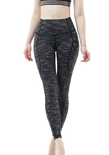 Calça feminina de ioga TSLA de cintura alta com bolsos, calça capri de ioga com controle de barriga,