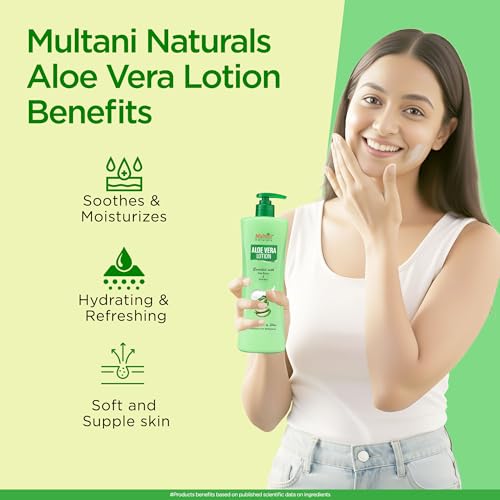 Image of Multani Natural Aloe Vera Body Lotion (400ml) | with Deep Moisture | Moisturizer For Normal, Dry, Combination & Sensitive Skin | Moisturising Body Lotion for Women & Men | Hydrating & Refreshing | Helps in Dryness Reduction & Softens The Skin